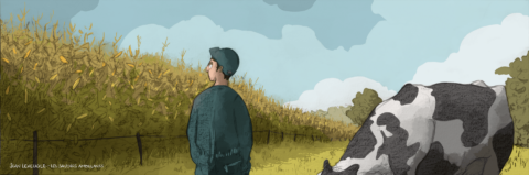 Méthanisation: gâchis alimentaire droit devant.. Illustration par Jean Leveugle